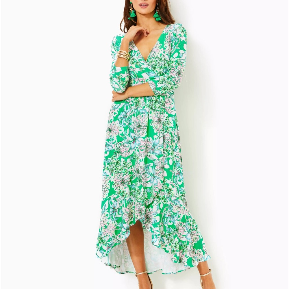 Lilly Pulitzer Moana Vibrant Green Floral High Low Dress